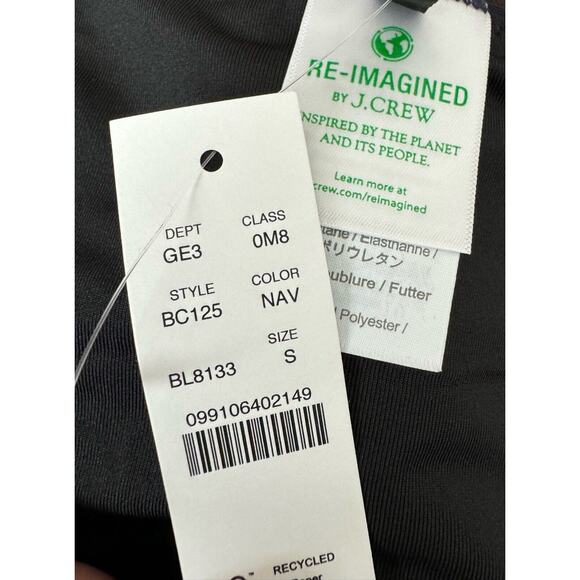 J Crew re-Imagined Curved Waist Bikini Bottom Dark Blue Women Small New W/Tags - Picture 4 of 8